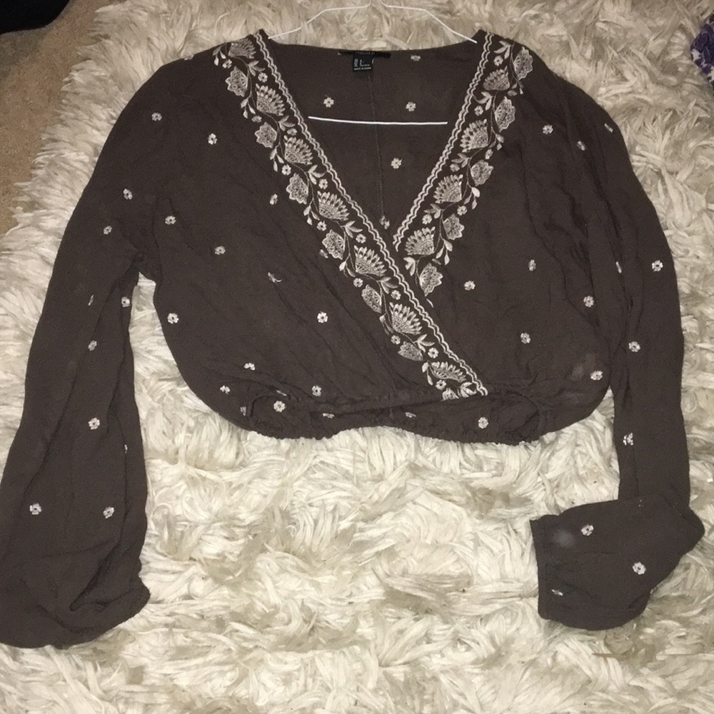 forever 21 wrap long sleeve blouse
